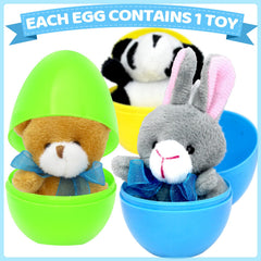 ZMCINER mini plush animals inside eggs, about 3 inches, kid-friendly fun.