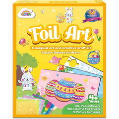 ZMLM Foil Art Kit box opened for Easter crafting by kids, sparking creative play.