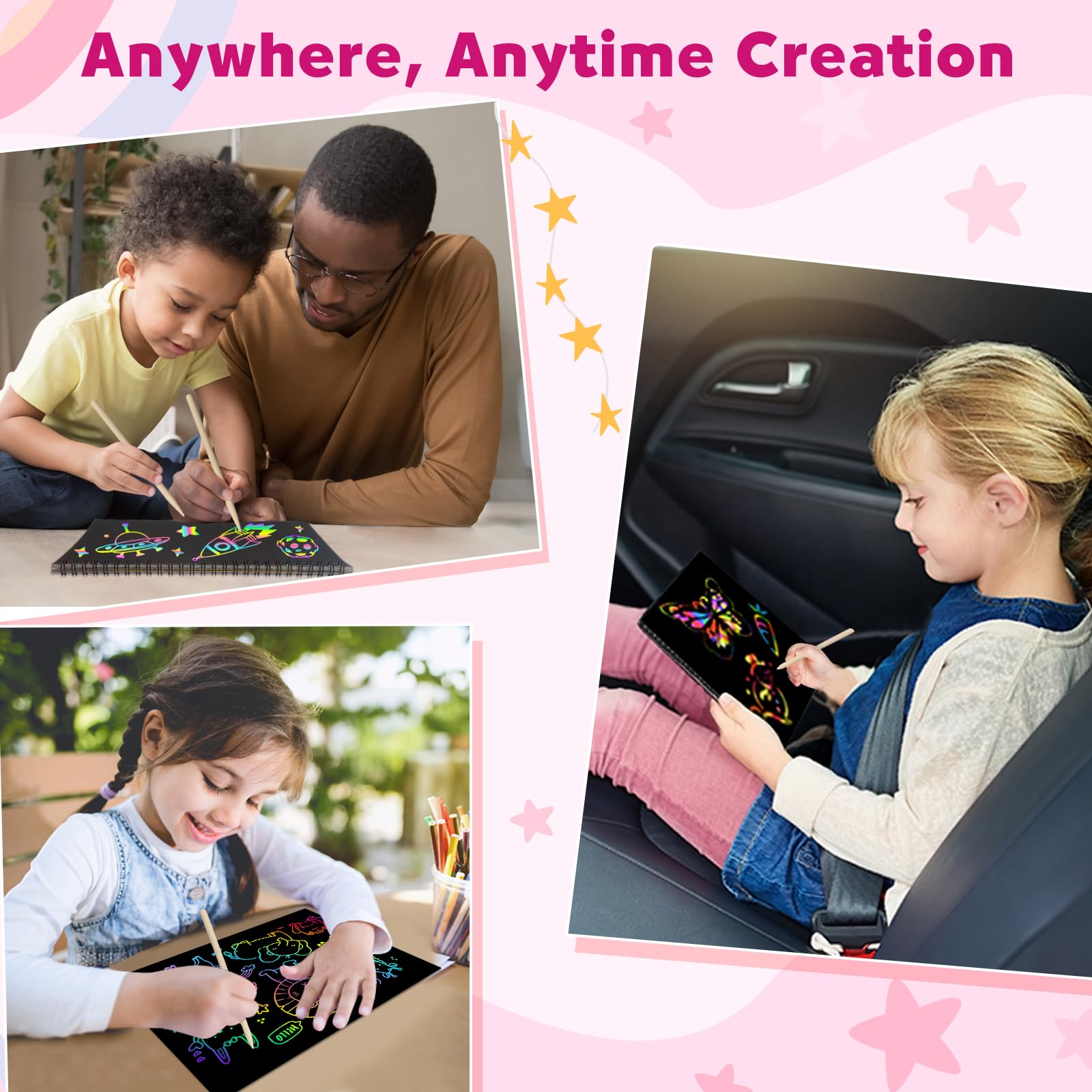 ZMLM No-mess scratch paper craft keeps walls clean while kids draw.