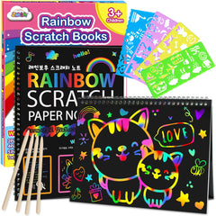 ZMLM Scratch Paper Rainbow Pink Cover notebook ideal for mess-free rainbow art sessions.