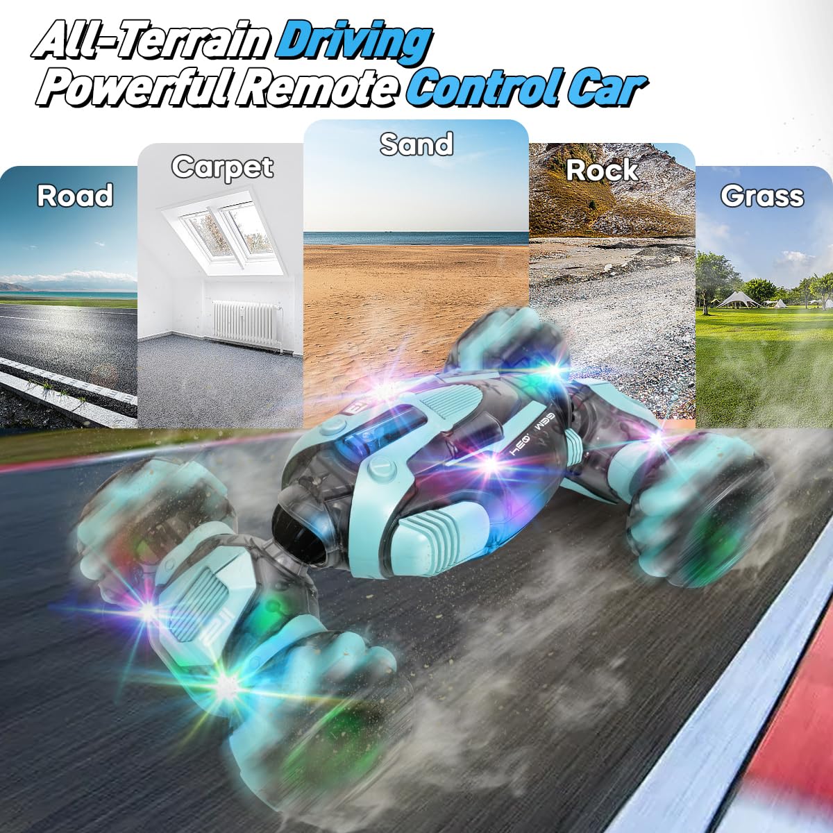 ZMMB Gesture Sensing RC Stunt Car 360 rotation shows full stunt range.