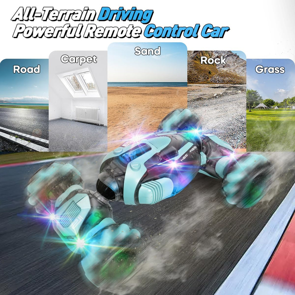 ZMMB Gesture Sensing RC Stunt Car 360 rotation shows full stunt range.