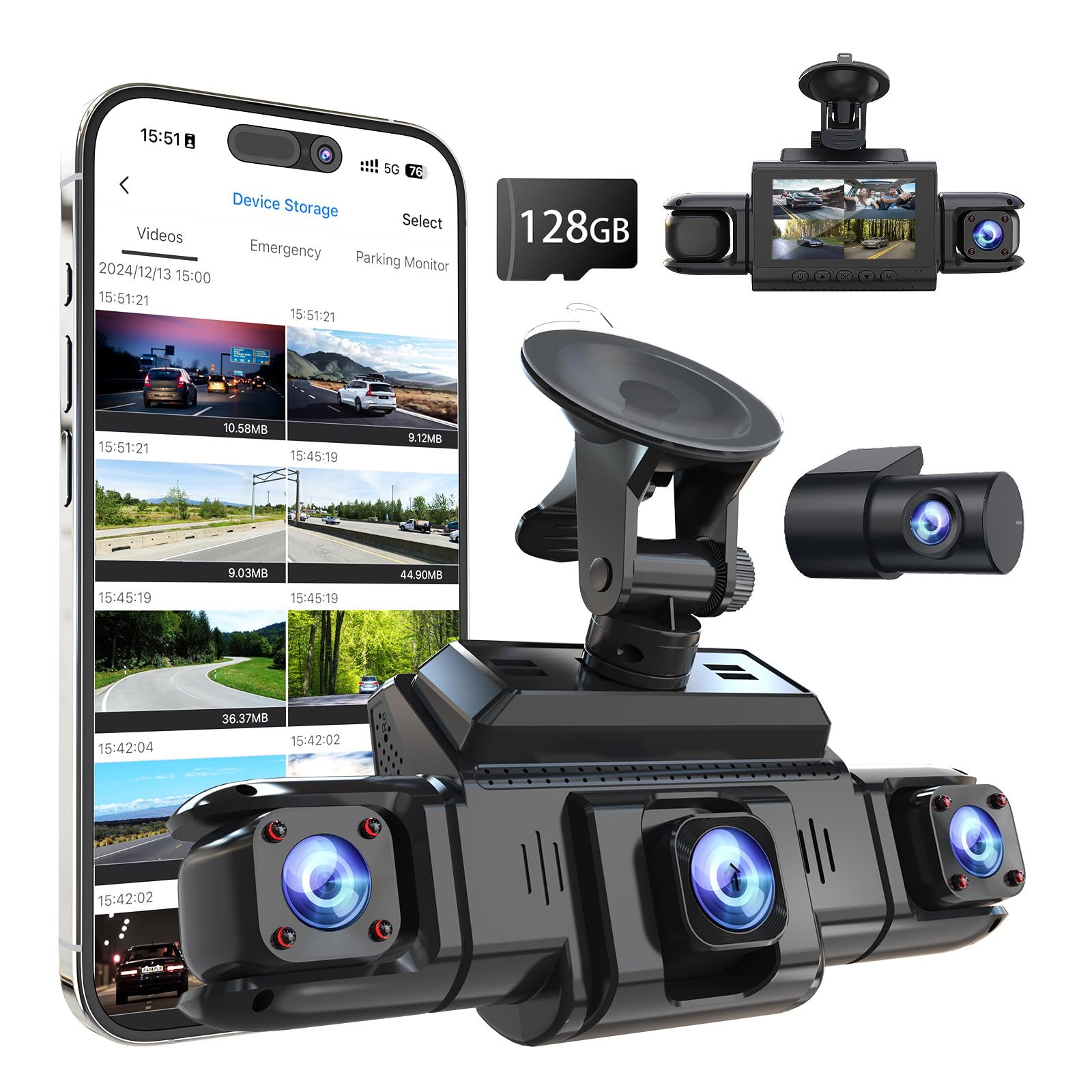 ZMOPO 360 view front camera delivers wide, clear daytime footage for safer drives.
