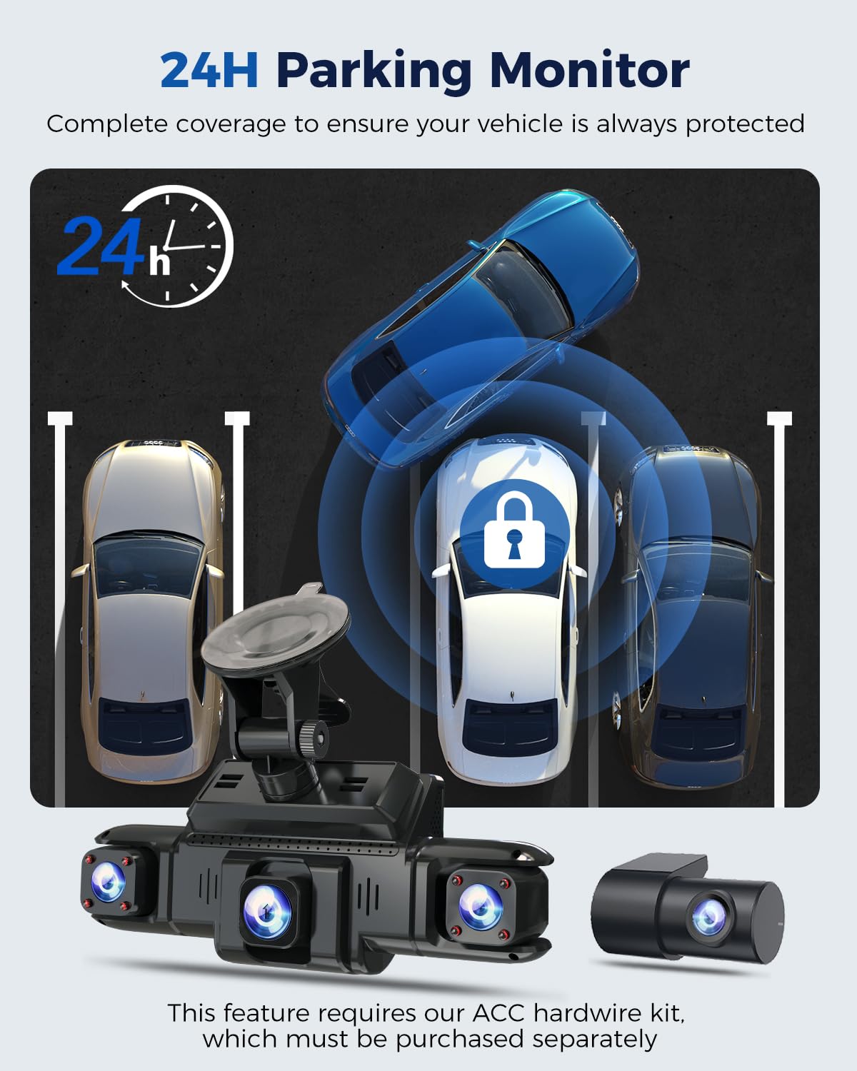 ZMOPO 360 view right camera records side traffic for comprehensive coverage.
