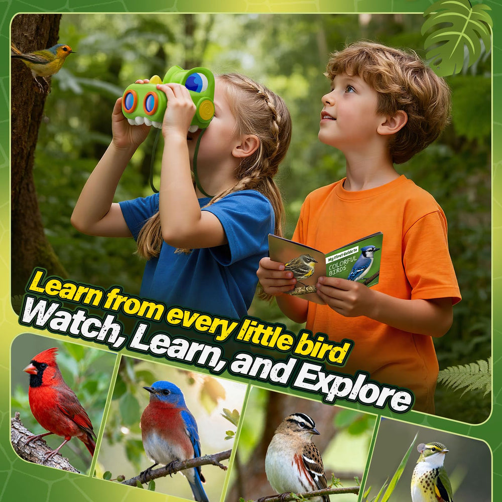 Zmpolir dinosaur binoculars with bird guide book supports curious learning outdoors.