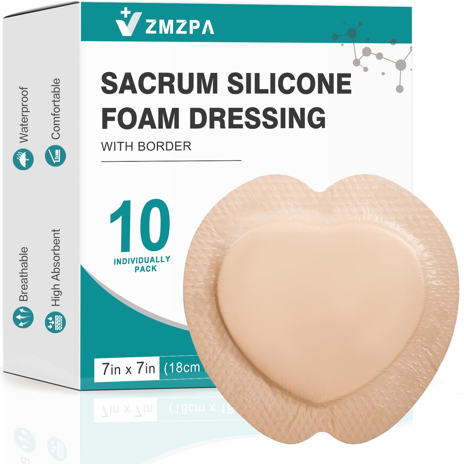 ZMZPA sacral foam dressing with border secures bedsores safely.
