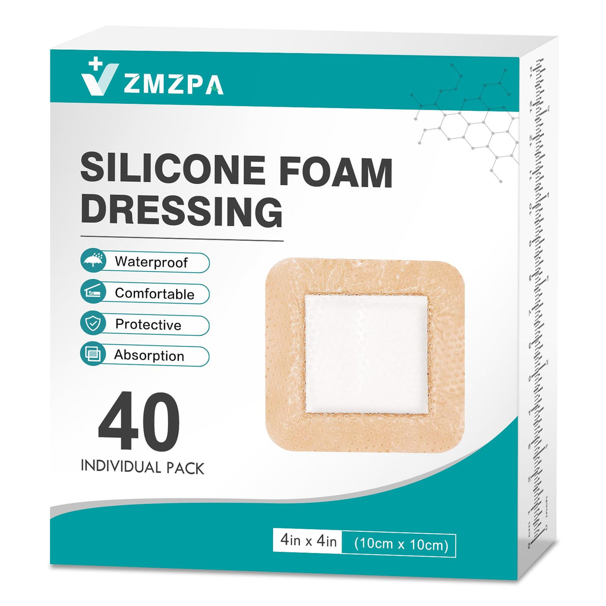 ZMZPA silicone foam dressing 4x4 with border for gentle skin contact