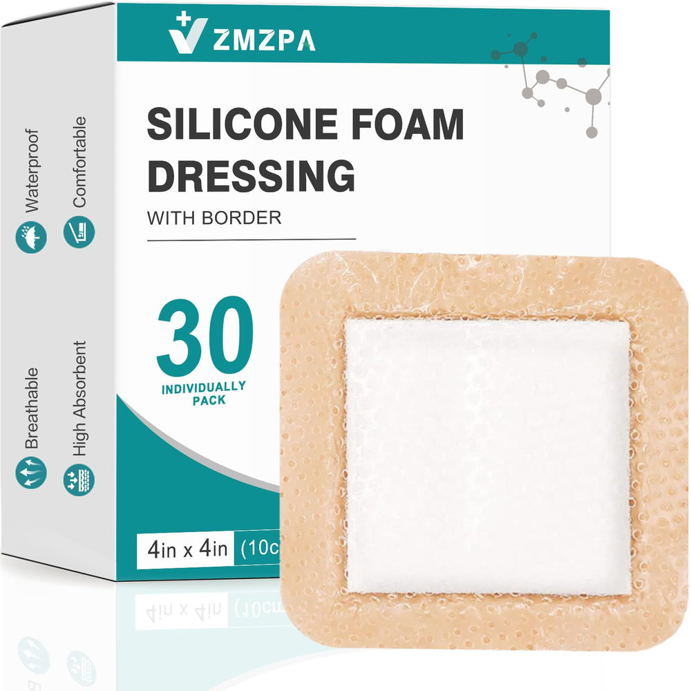 ZMZPA silicone foam dressing box packaging for easy storage and ready-to-use patches.