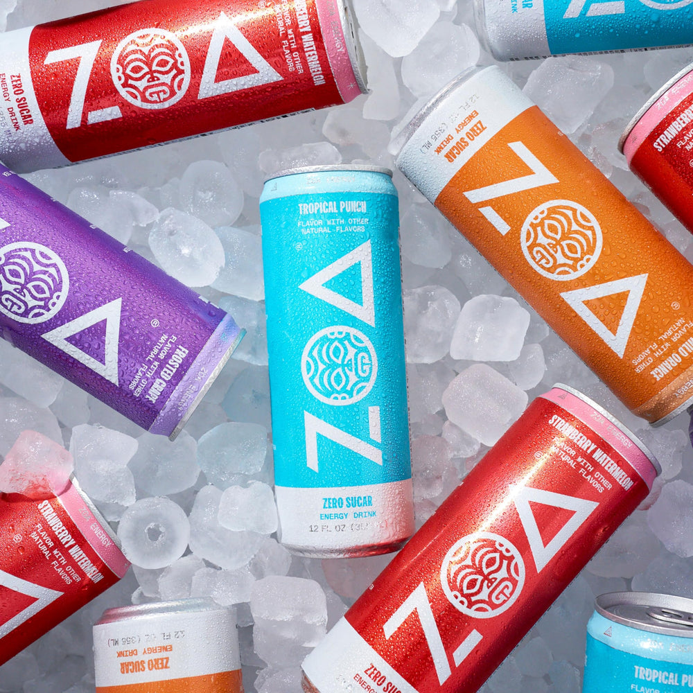 ZOA Cherry Limeade nutrition icons showing vitamin C and B-vitamins