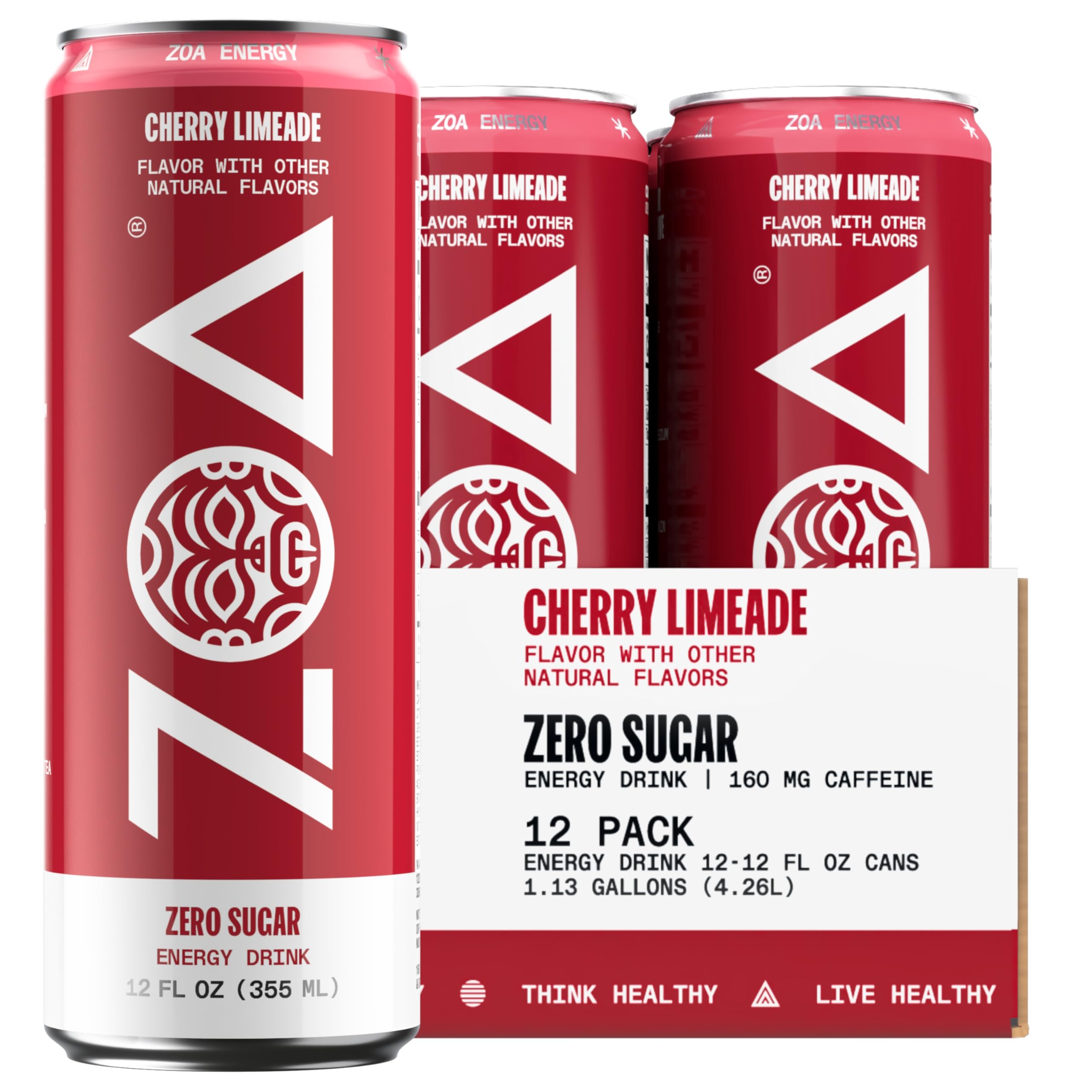ZOA Cherry Limeade can front view with zero sugar energy