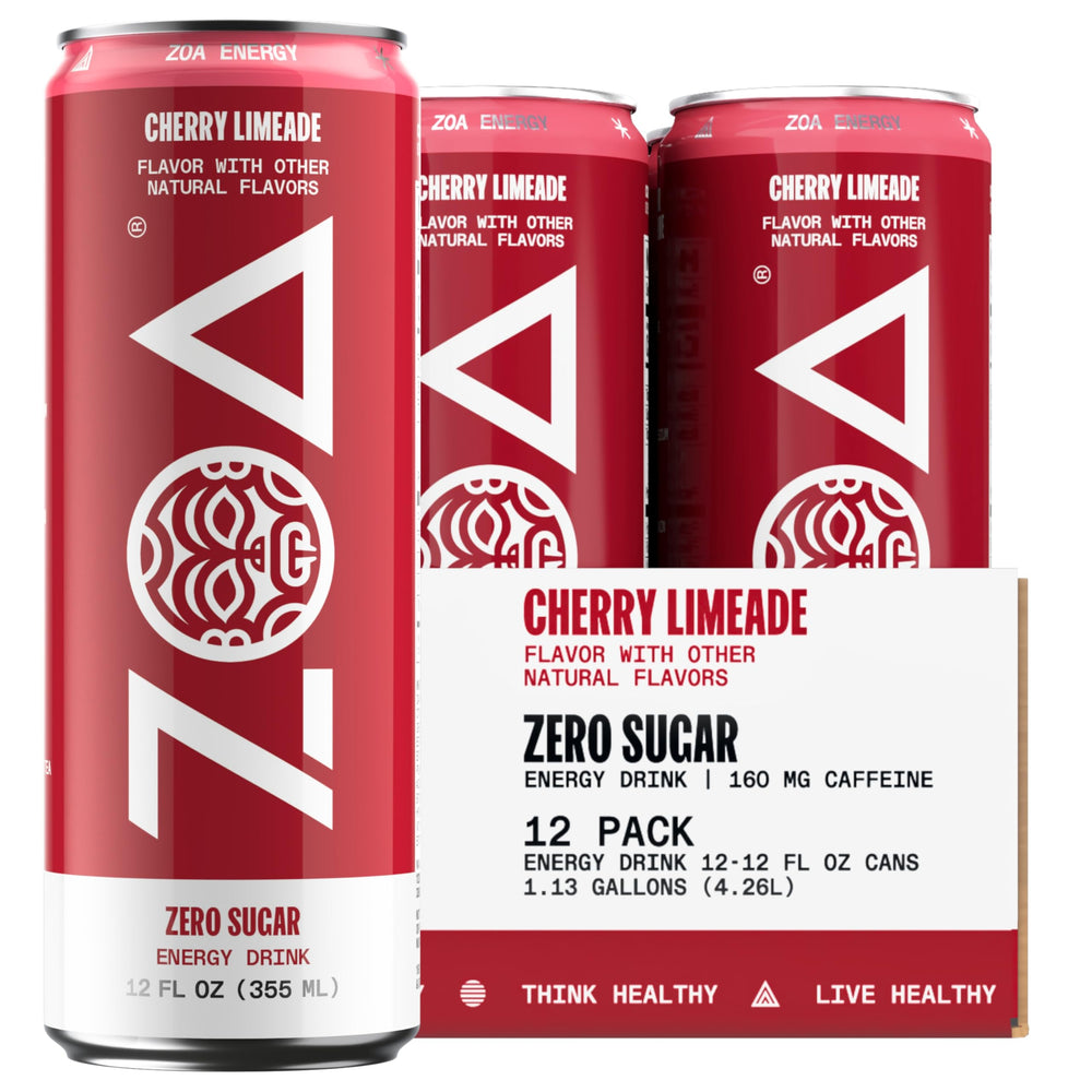 ZOA Cherry Limeade can front view with zero sugar energy