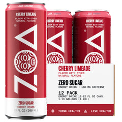 ZOA Cherry Limeade can front view with zero sugar energy