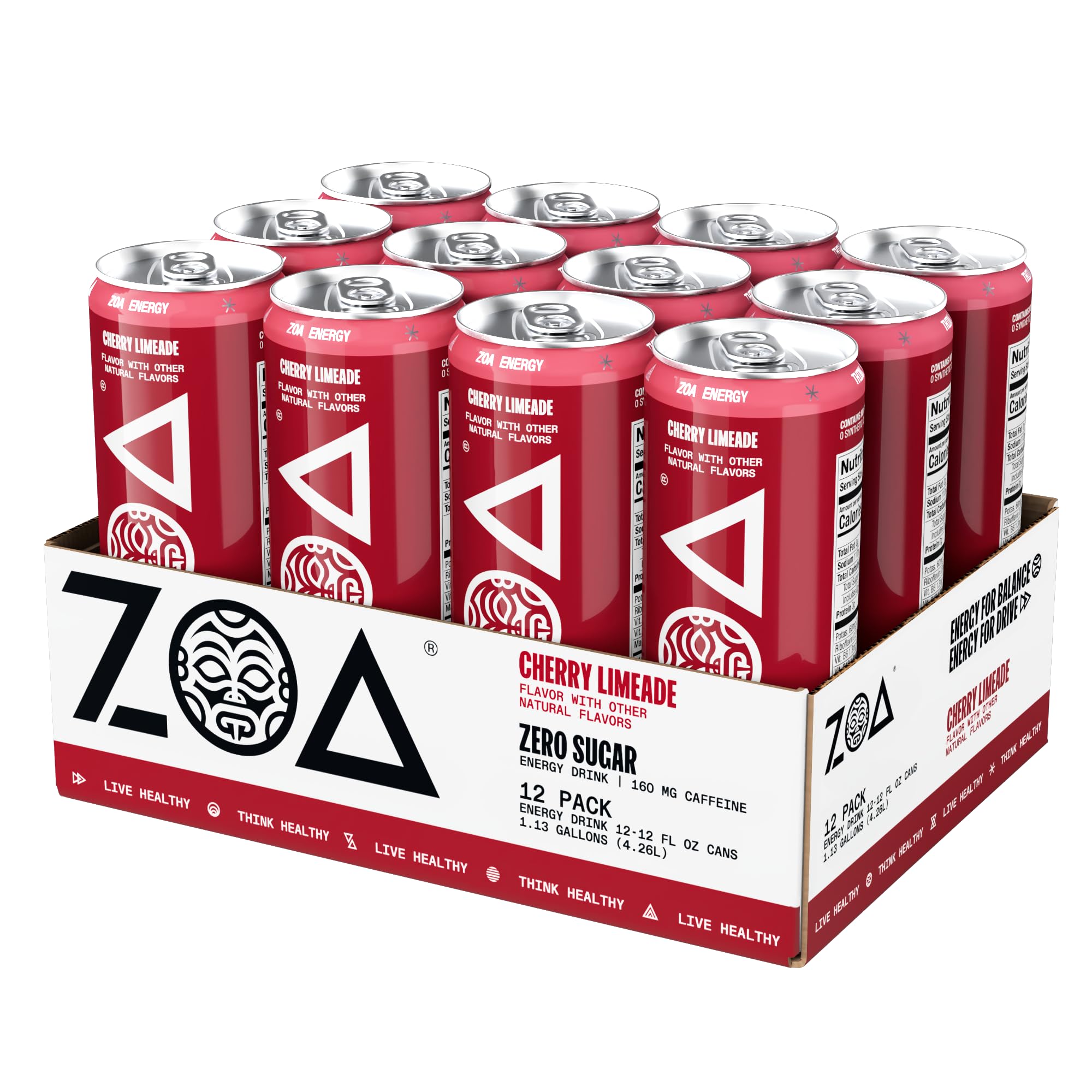 ZOA Cherry Limeade 12-pack display for convenient daily energy