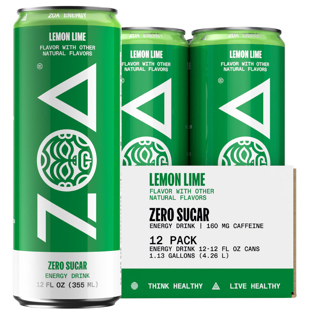 ZOA Energy Lemon Lime can on a desk for focused daytime energy and hydration.