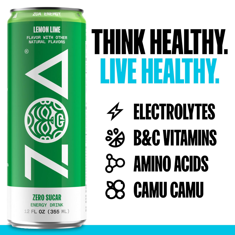 ZOA Energy Lemon Lime in a gym bag, ideal for pre- or post-workout energy.
