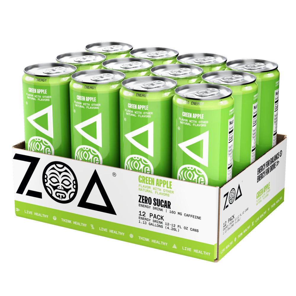 ZOA label indicates six B-vitamins for daily energy support.