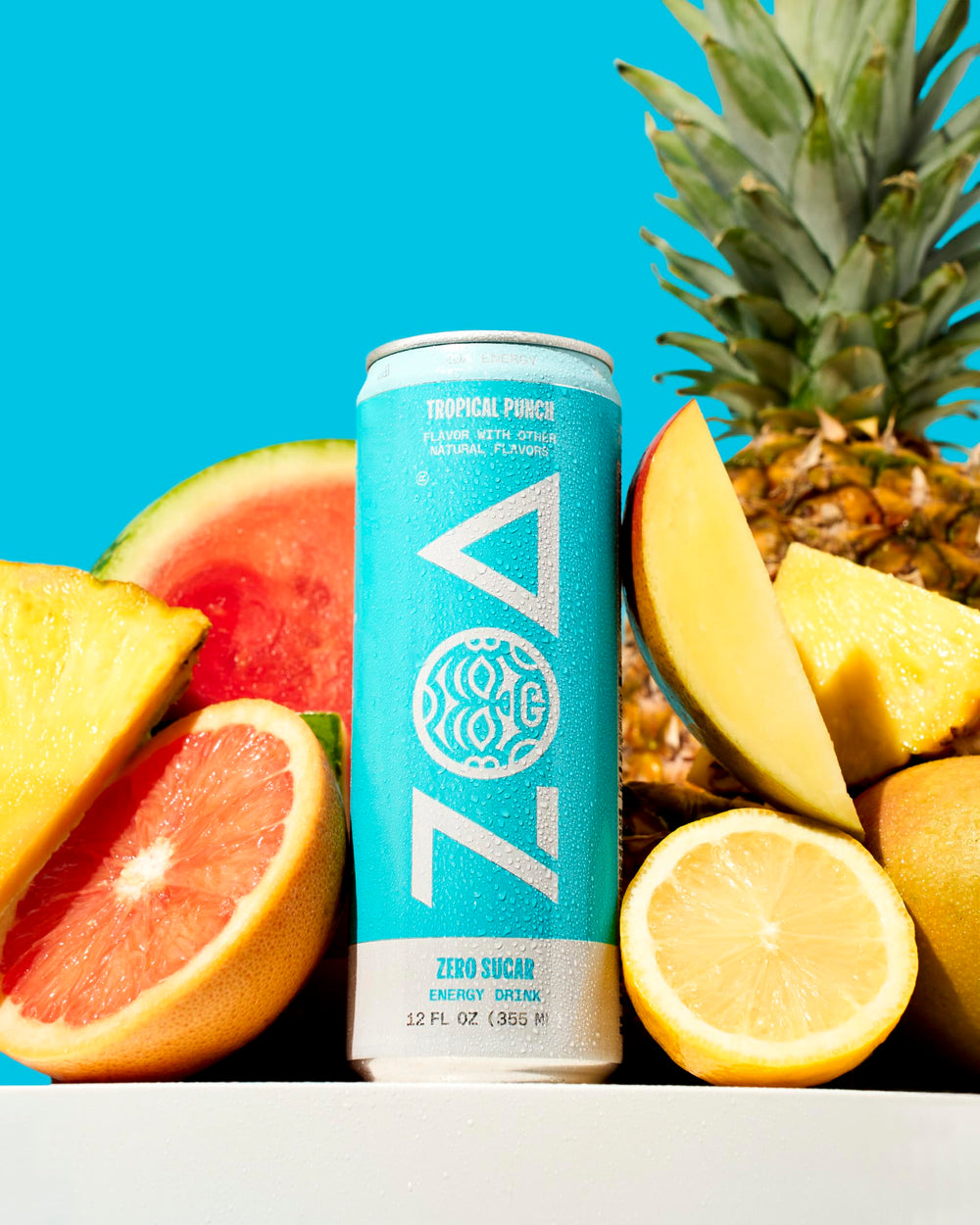 ZOA green-tea caffeine sourcing bottle highlights natural energy from plants