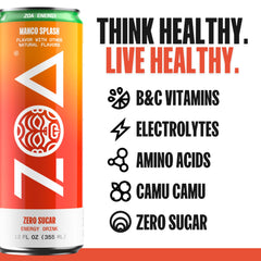 ZOA Mango Splash served in a glass with ice emphasizing hydration and flavor