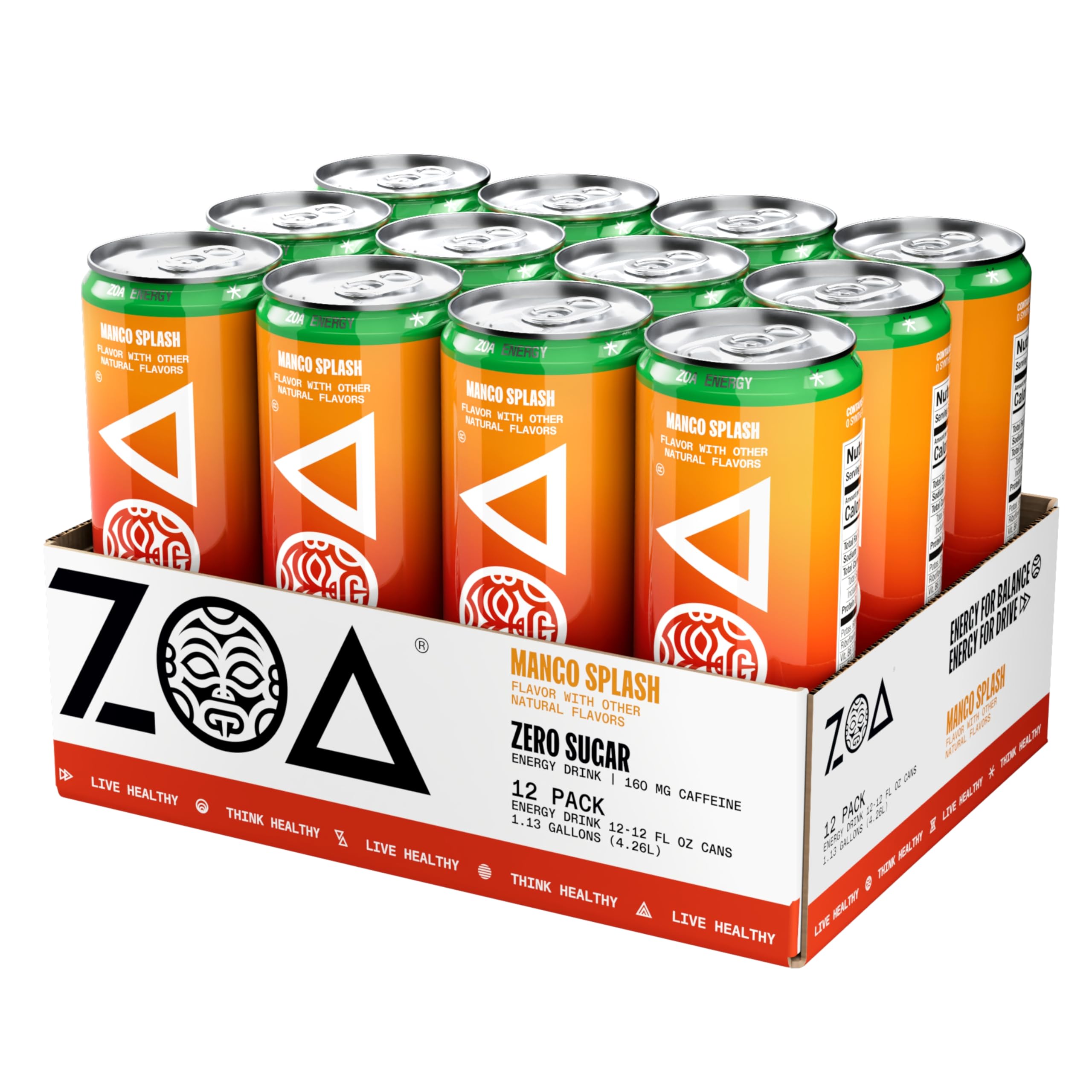 ZOA Mango Splash outdoor scene with an active user enjoying a bright energy lift