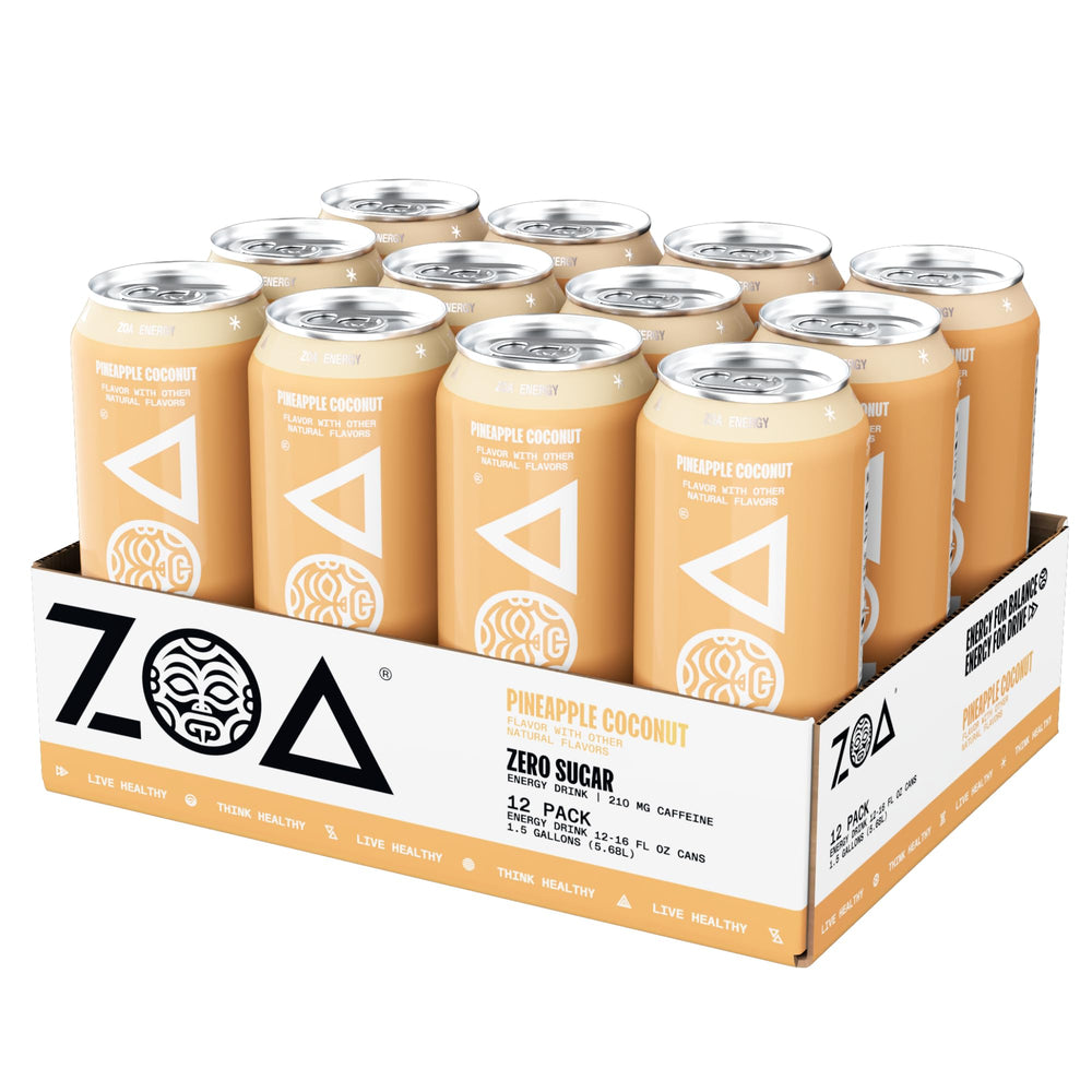 ZOA Pineapple Coconut cooling serve suggests refreshing hydration with natural caffeine