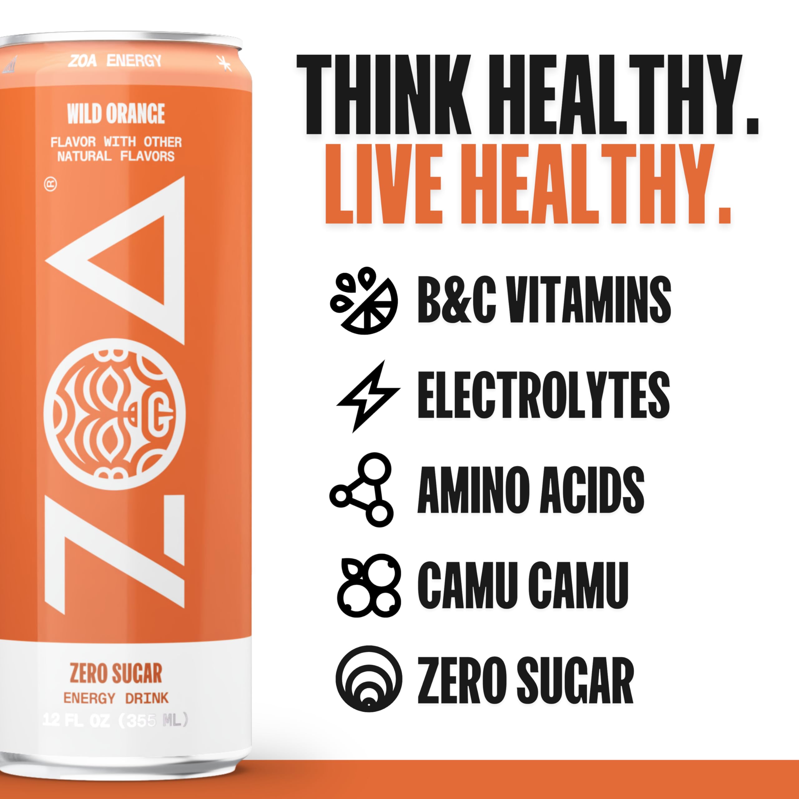 ZOA Wild Orange drink communicates gluten-free, keto-friendly choice for busy days