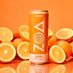 ZOA Wild Orange label detail highlights vitamin C and B-vitamins clearly