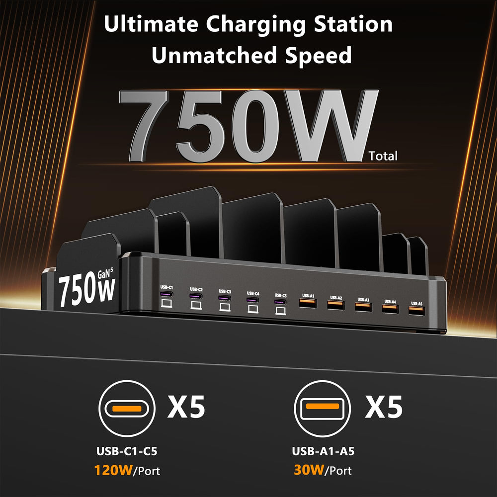 Zobirez 10-port charging station top view shows a compact desk hub for a clean workspace.