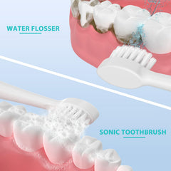 Slim compact brush head design enables cleaning around braces and hard to reach spots.