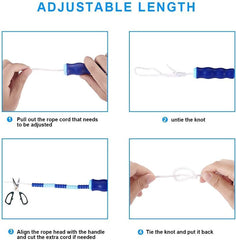 ZOCY adjustable length knot view, quick setup for all skipping styles.