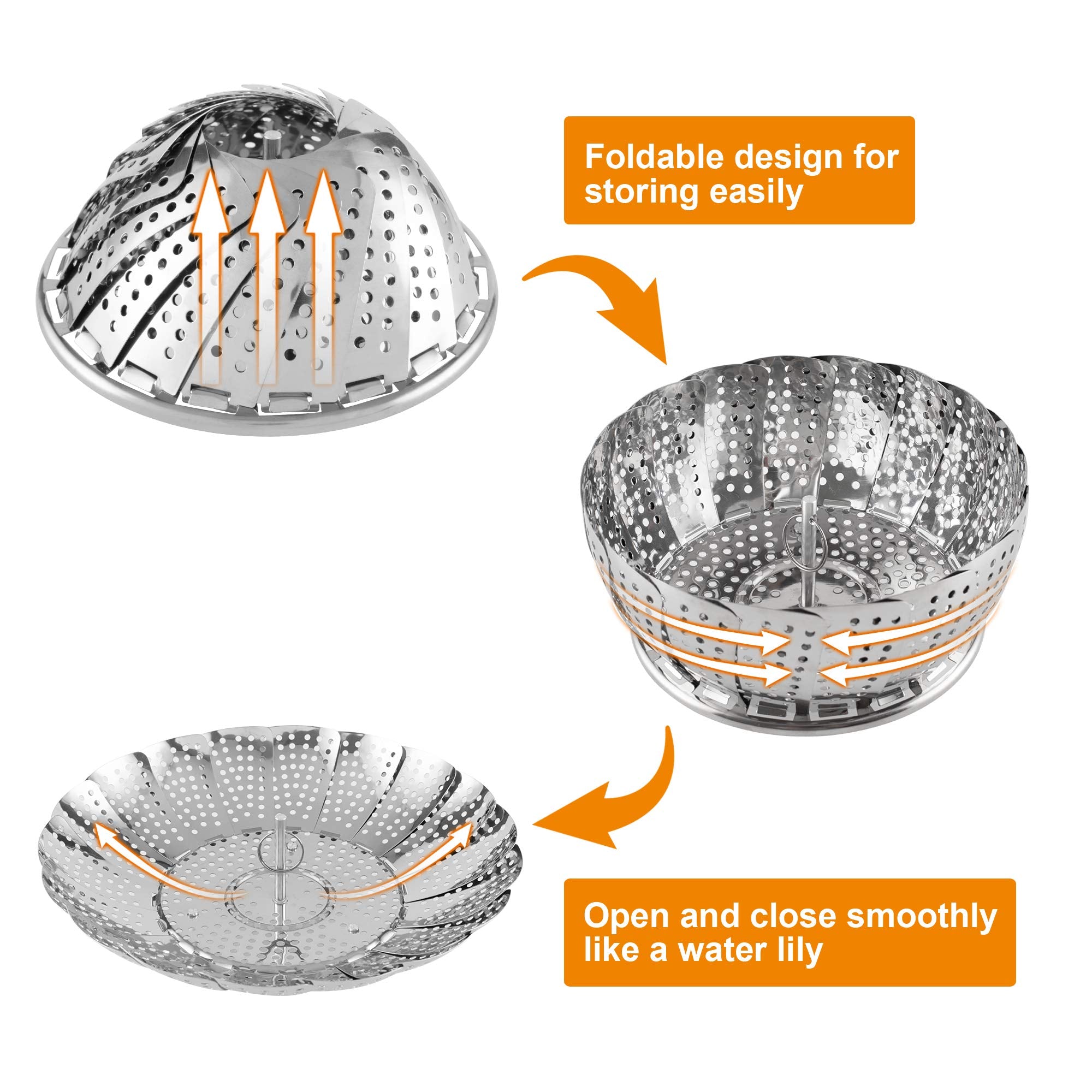 ZOCY Steamer Basket with removable center post for easy insertion and safe lifting.