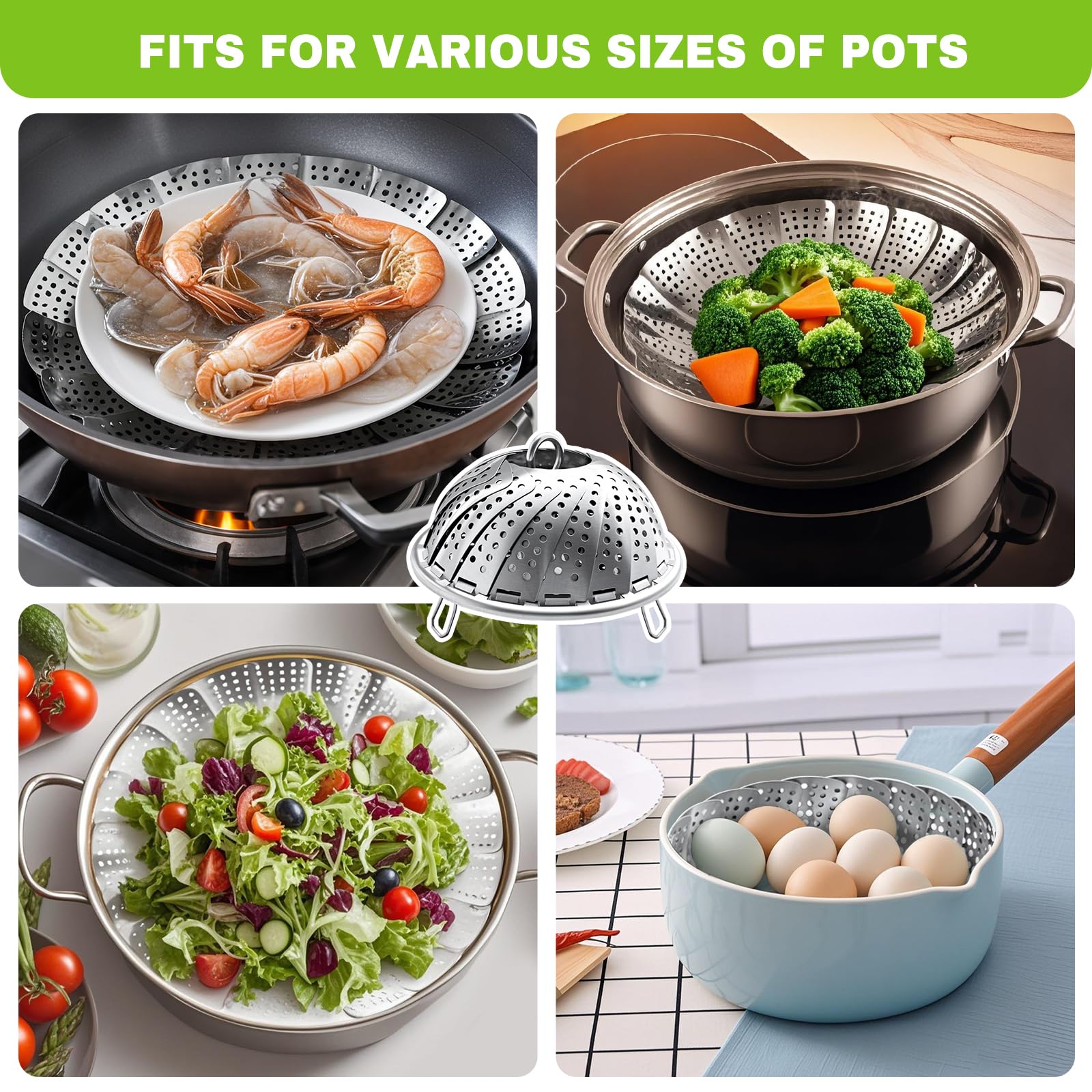 ZOCY Steamer Basket Easy to Clean and store with foldable design.