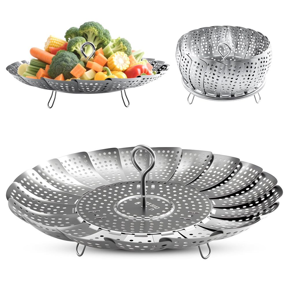 ZOCY Steamer Basket Foldable in pot for compact storage and easy steaming.