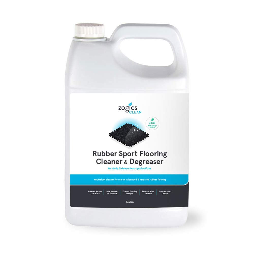 Zogics rubber floor cleaner concentrate bottle ready for dilution and daily cleaning