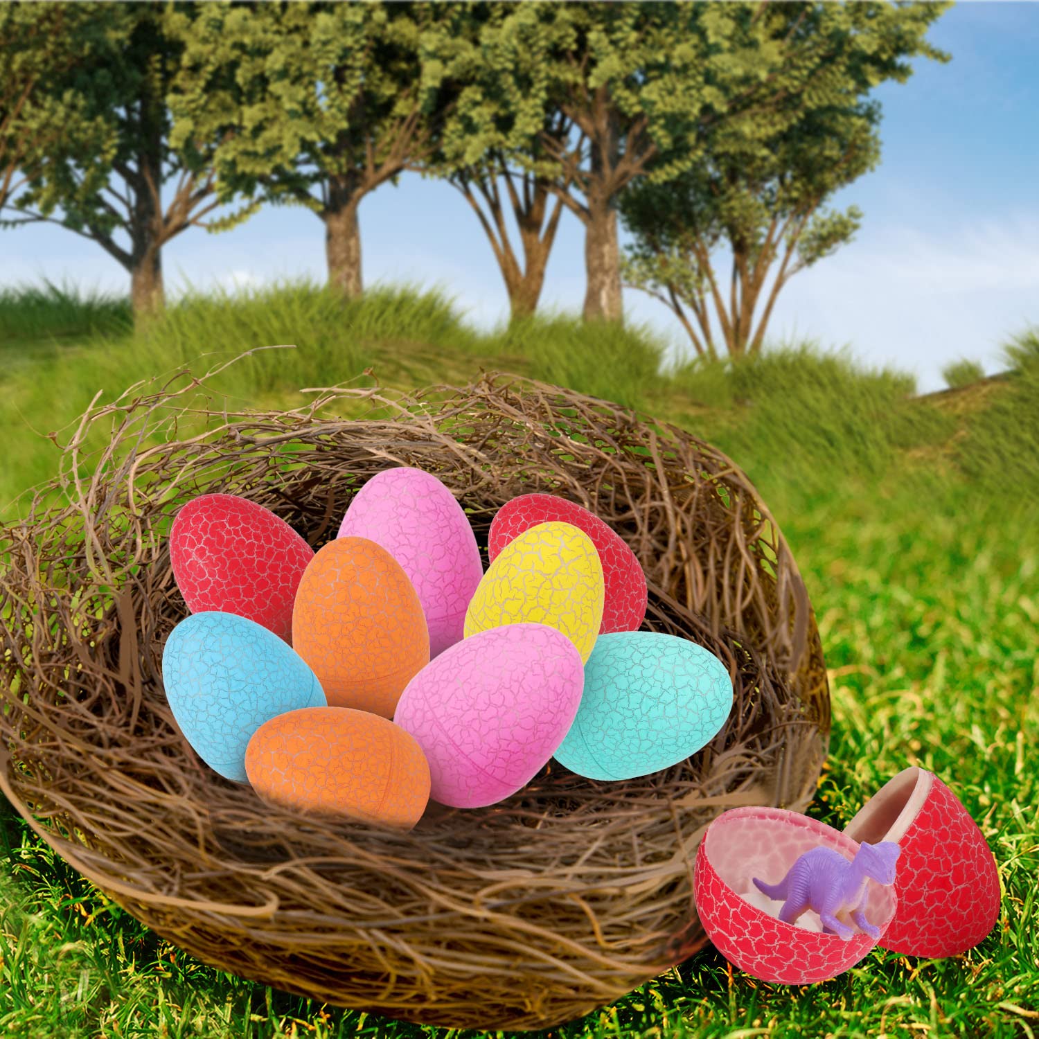 ZOHANINDL dinosaur eggs let kids click figures together and apart.