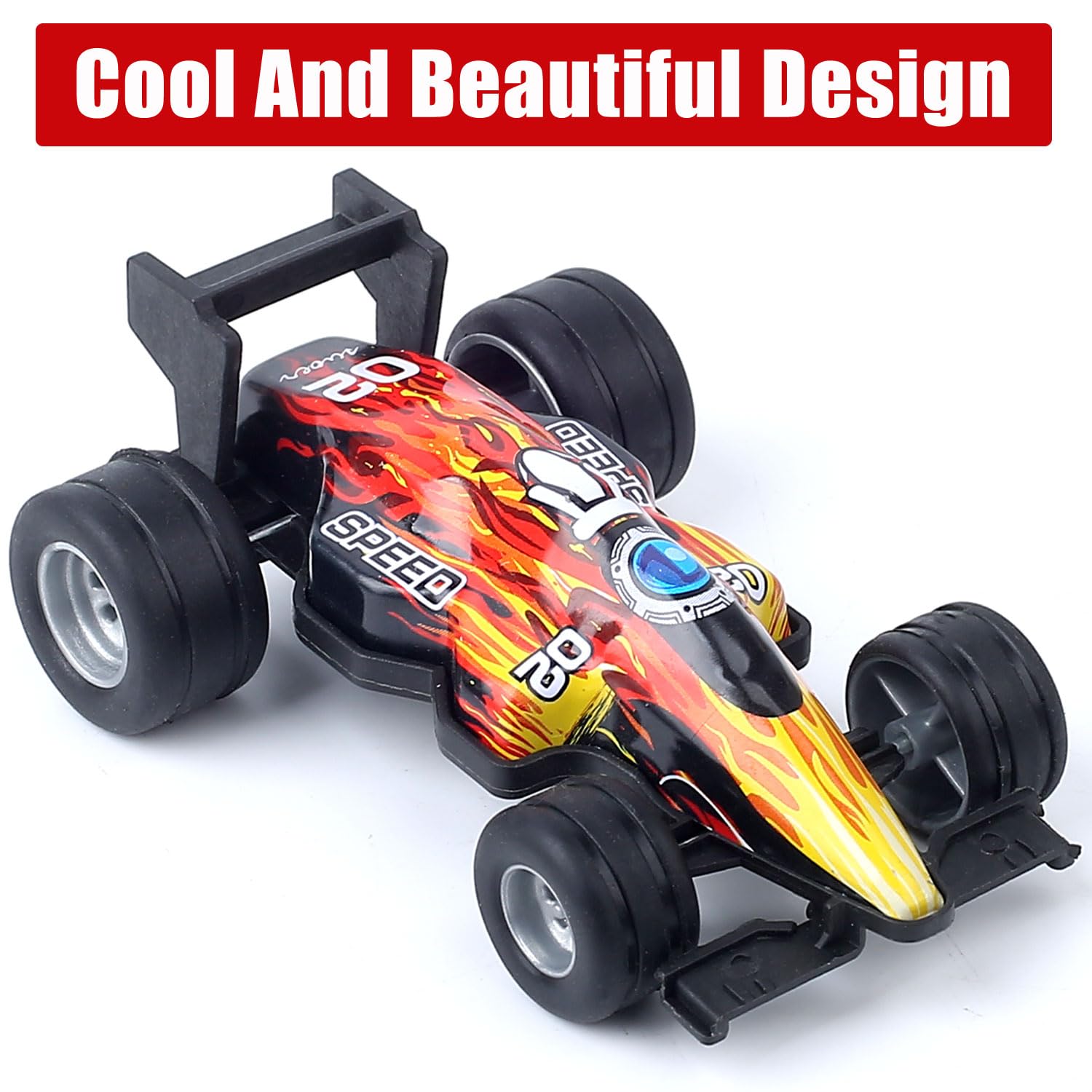 ZOHANINDL pull back cars 12-pack front angle shows compact speed and durable construction