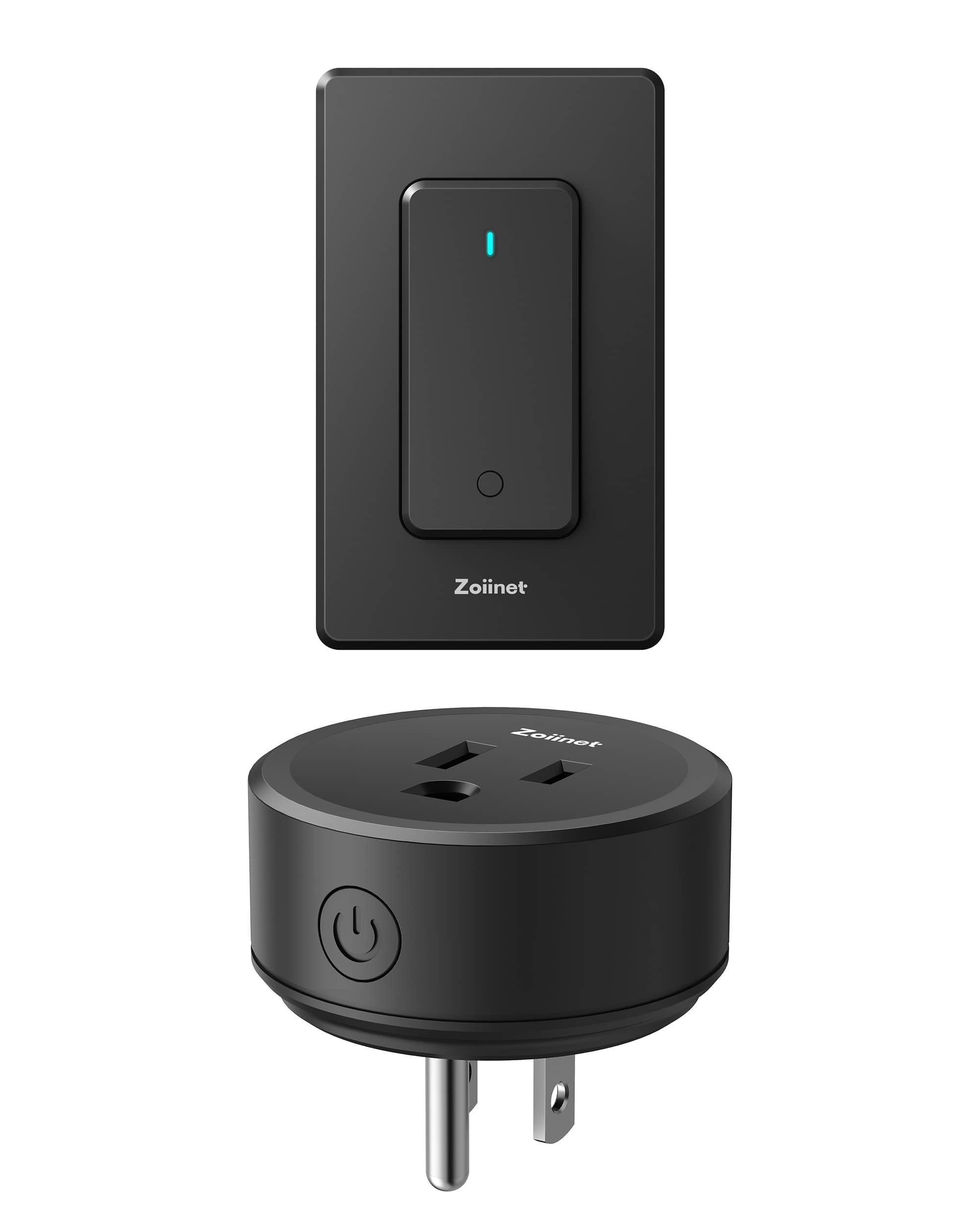 Zoiinet remote-control outlet with buckle design for easy wall placement and accessibility.