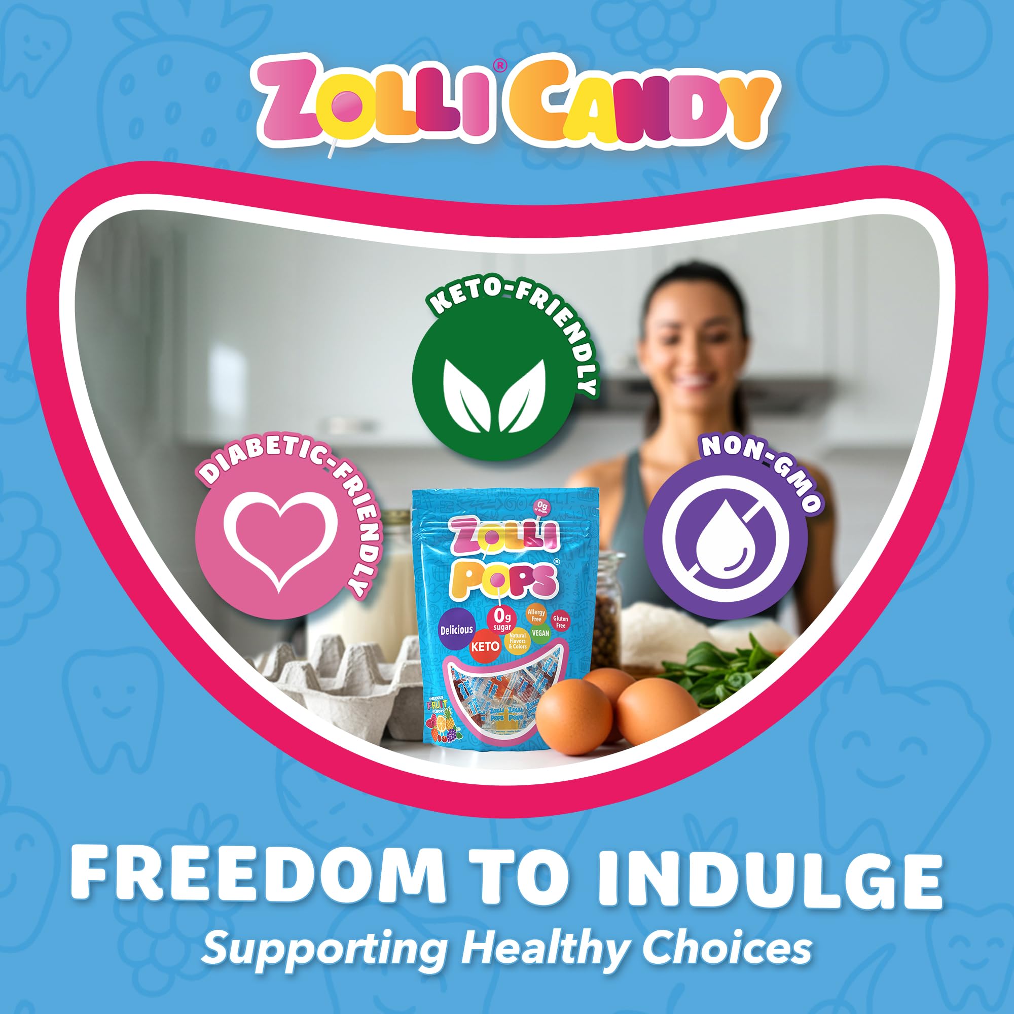Zollipops allergen-free label communicates gluten-free dairy-free and nut-free safety.