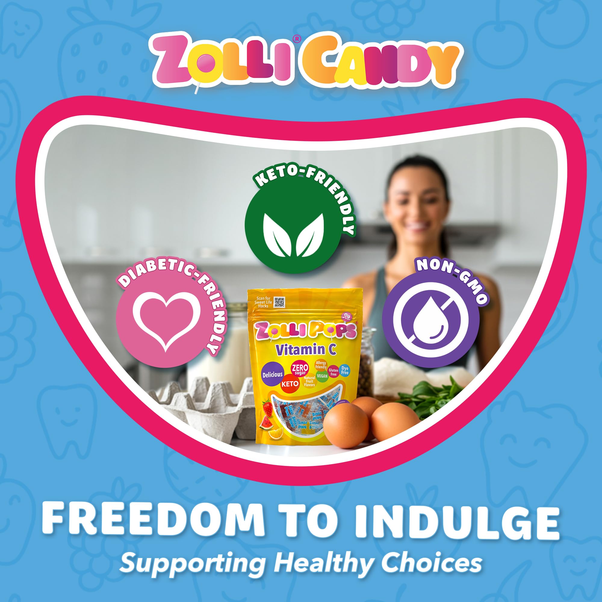 Zollipops dentist-approved badge on packaging signaling trusted clean teeth option