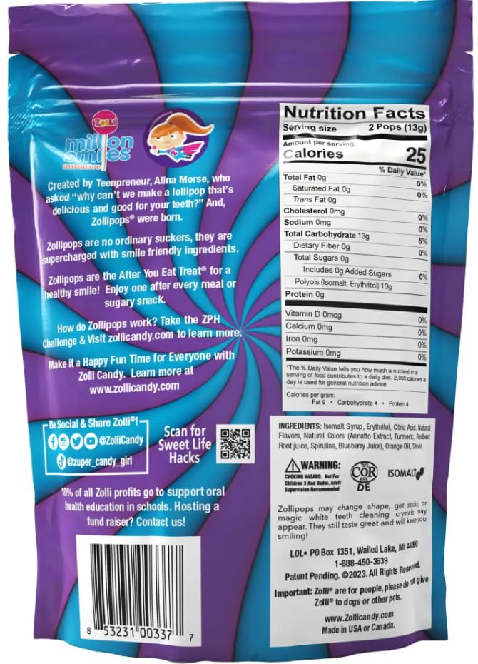 Zollipops dye-free lollipop close-up highlighting natural flavors