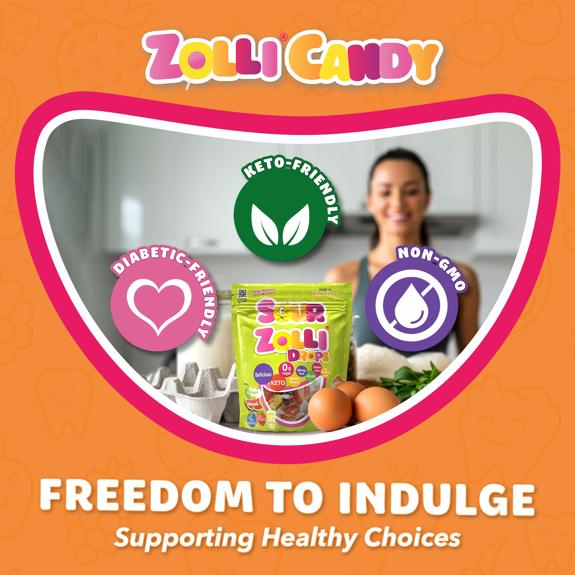 Classroom-friendly Zollipops Sour Drops displayed as a sugar-free reward option.