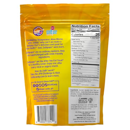 Zollipops sugar-free candy for kids packaging ready for lunchboxes and on-the-go