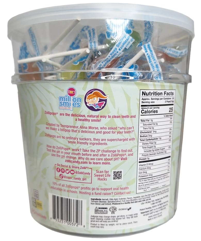 Zollipops tropical flavors closeup highlights fruity taste and sugar free composition