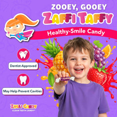 Zollipops Zaffi Taffy dye-free label emphasizes natural flavors and no artificial colors