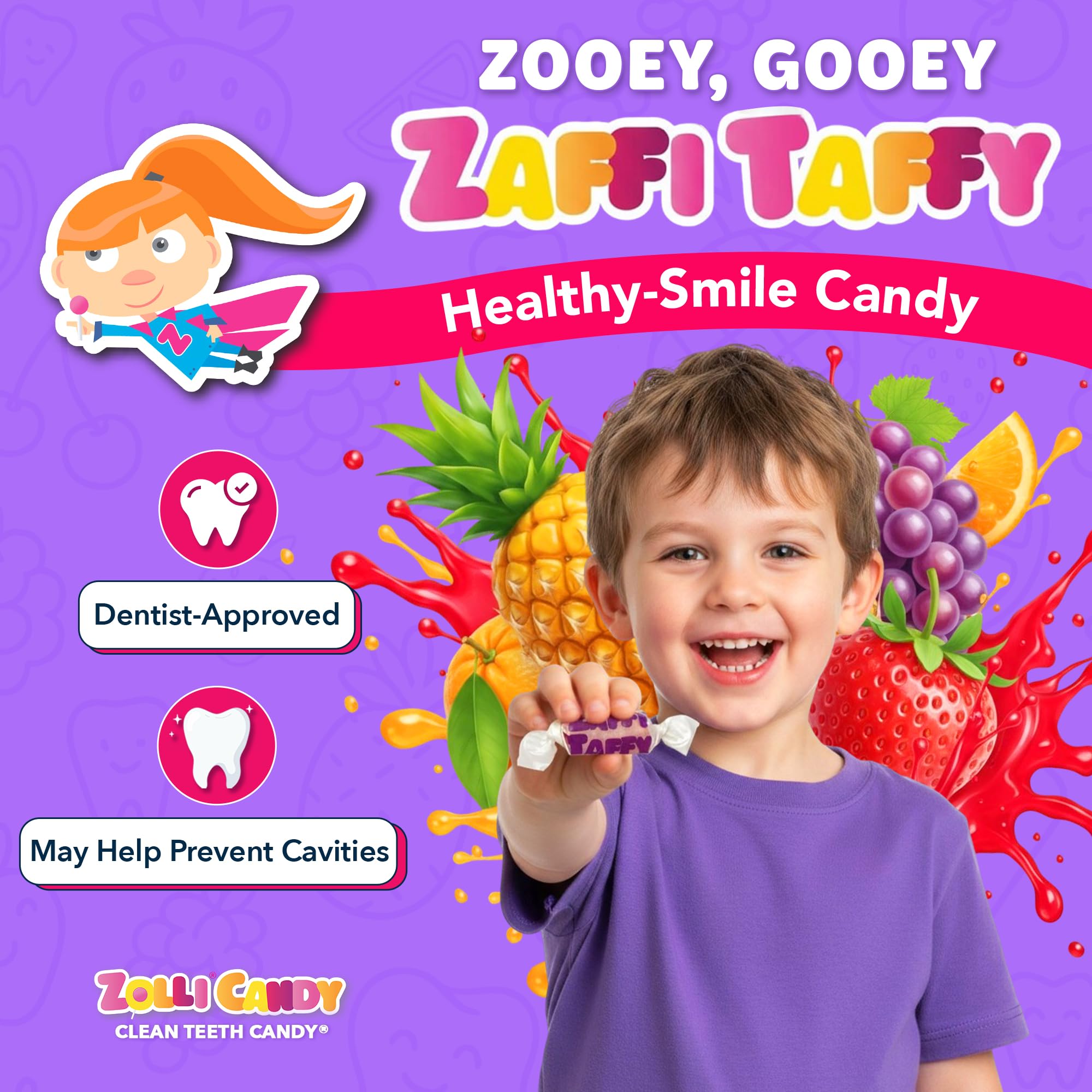 Close-up of Zaffi Taffy fruity flavor with natural taste.