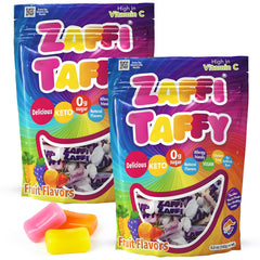 Zollipops Zaffi Taffy packaging highlights dye-free, keto-friendly candy for kids