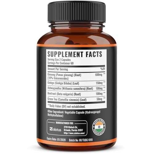 Zolotus bottle label highlighting Panax Ginseng blend