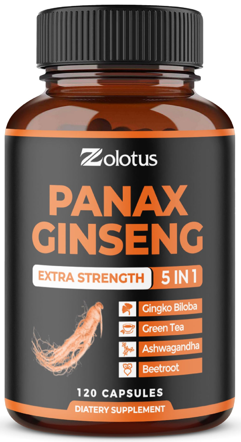 Zolotus Panax Ginseng capsules close-up for energy support