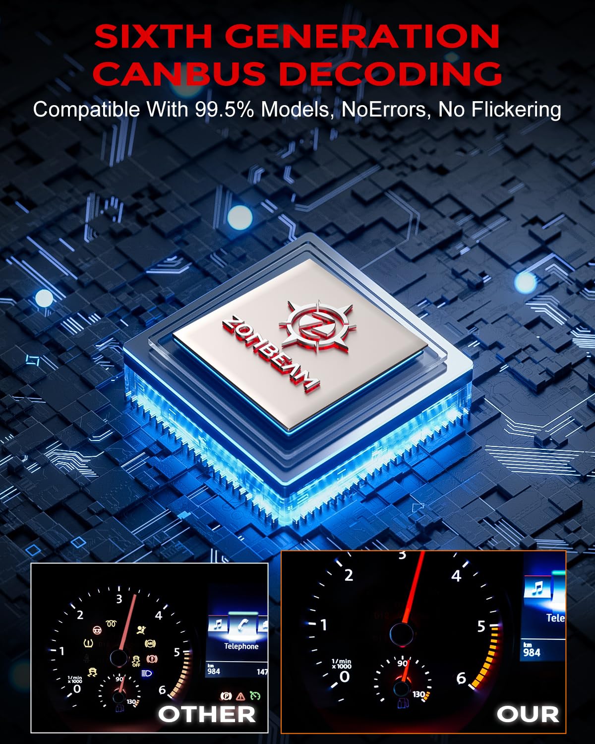 ZONBEAM H11 LED bulbs built-in driver support broad vehicle compatibility.