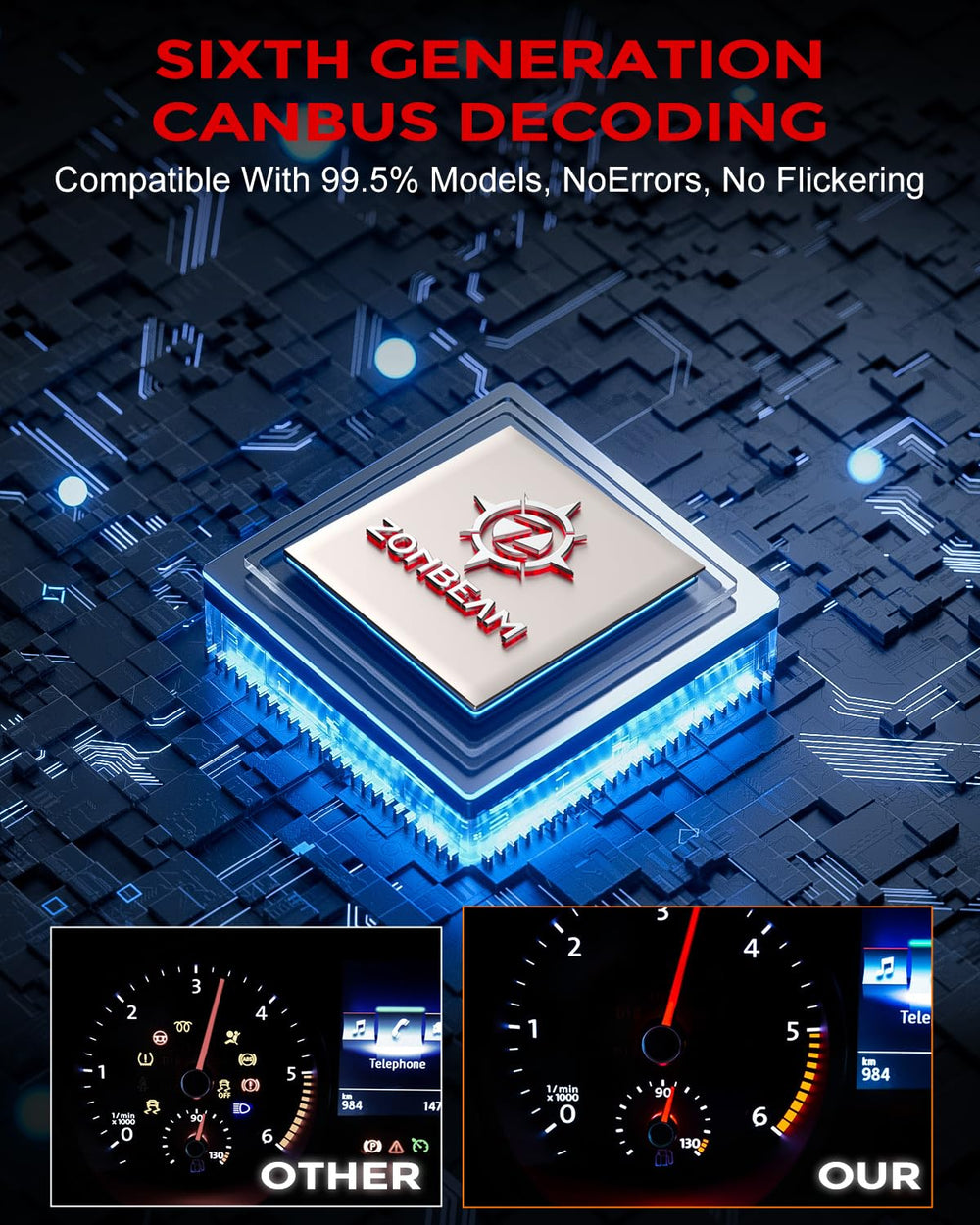 ZONBEAM H11 LED bulbs built-in driver support broad vehicle compatibility.