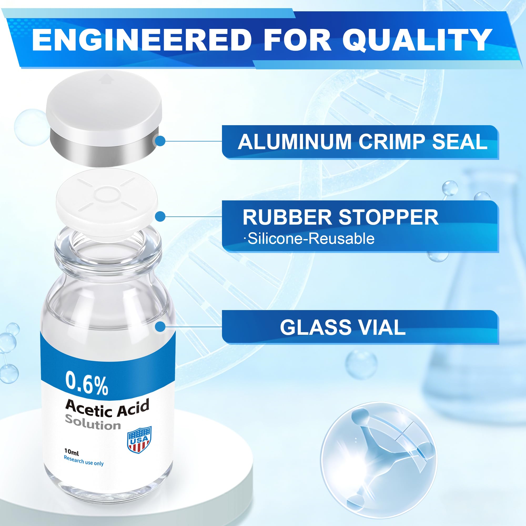 Zoniuu clear glass vial with sealed cap for secure storage